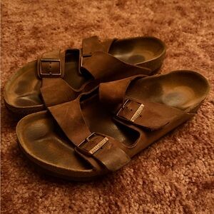 Birkenstock Rustic Brown Leather Sandals